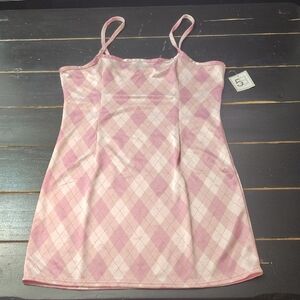 PINK PLAID PRINT BODYCON DRESS WOMEN'S SPAGHETTI STRING